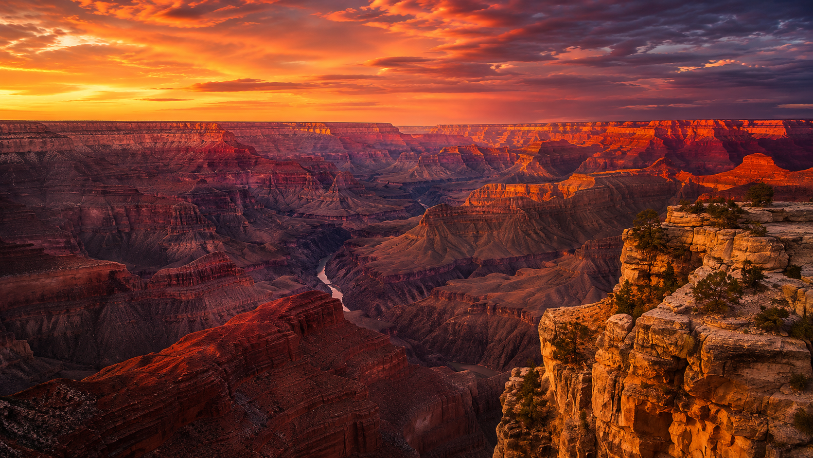 Grand Canyon dramatic evening cliff view